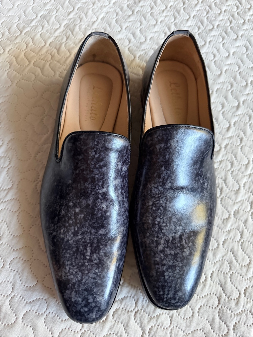 LETHATO Venetian All Leather Loafers Hand Painted Smoky Purple/Gray Size 10.5-11